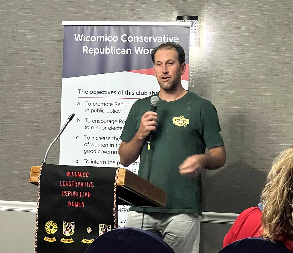 Ross Evans speaking at a Wicomico Conservative Republican Women meeting